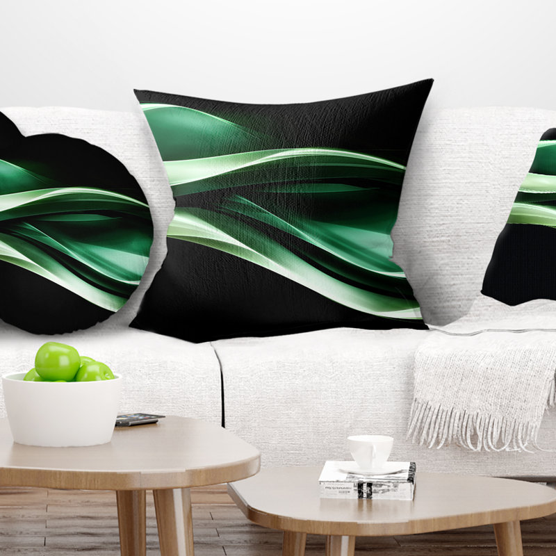 Motif vert scintillant - coussin imprimé abstrait, 18 po x 18 po, Coussin décoratif