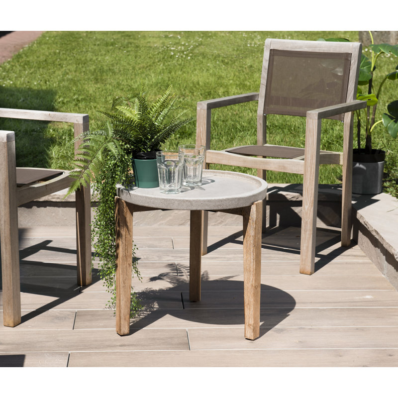 Jamya Round Stone Outdoor Side Table - 50 cm W 51.5 cm D