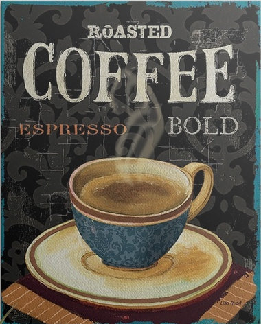 « iv » par lisa audit Today's Coffee, H 48 po x l 38 po x P 1,5 po, Toile