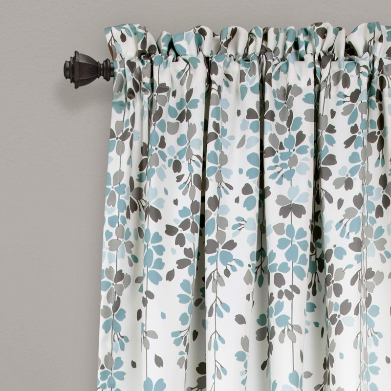 Paire de rideaux Weeping Flower, L 52 po x L 95 po, Bleu/gris