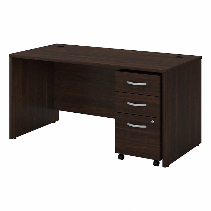 Bureau de direction Studio C avec classeur mobile, Black Walnut, 29.84" H x 59.45" W x 29.37" D