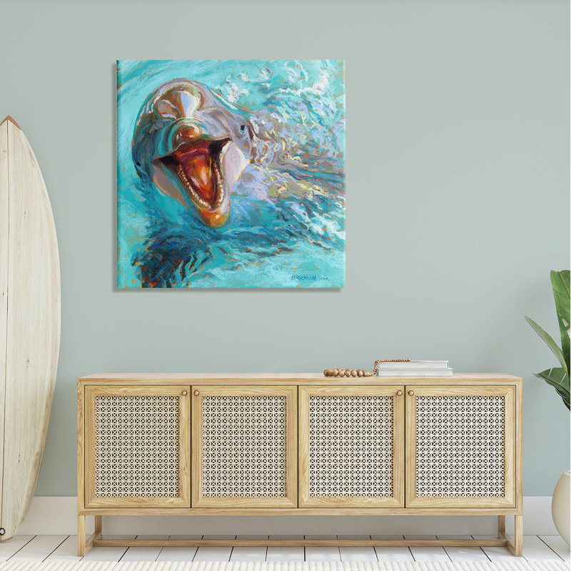 «Smileing Dolphin» par Rita Kirkman, H 36 po x l 36 po x P 1,5 po