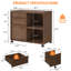 Classeur latéral spacieux à 3 tiroirs pour salle à manger - Rangement roulant en bois avec tablette ouverte - Support pour imprimante mobile - brun-rouge, 3 tiroirs avec tablette-128969266