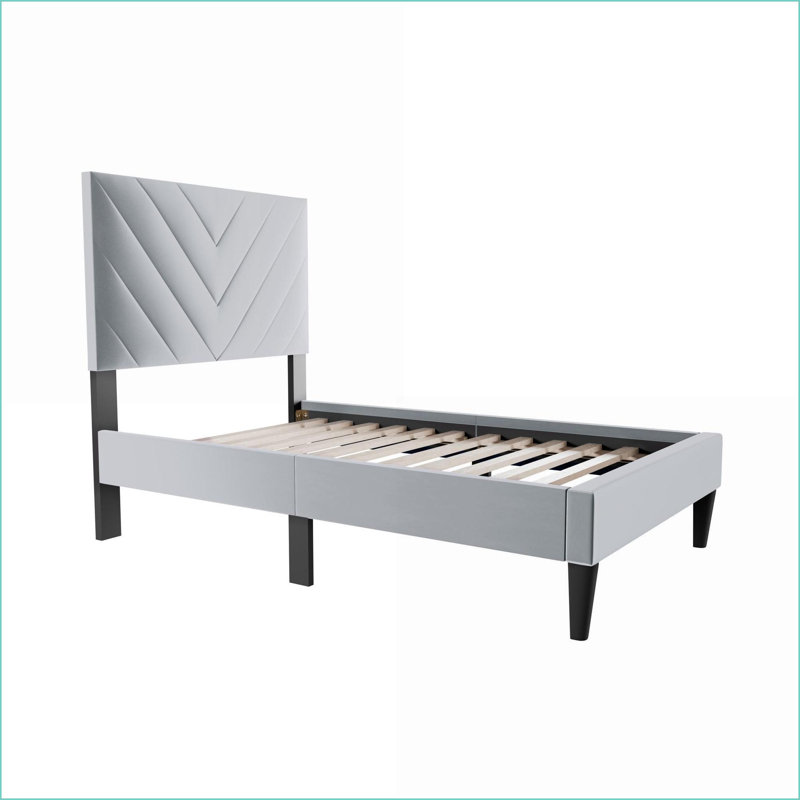 Structure de lit plateforme simple en velours moelleux avec tête de lit réglable - aucun sommier nécessaire, 3 couleurs élégantes