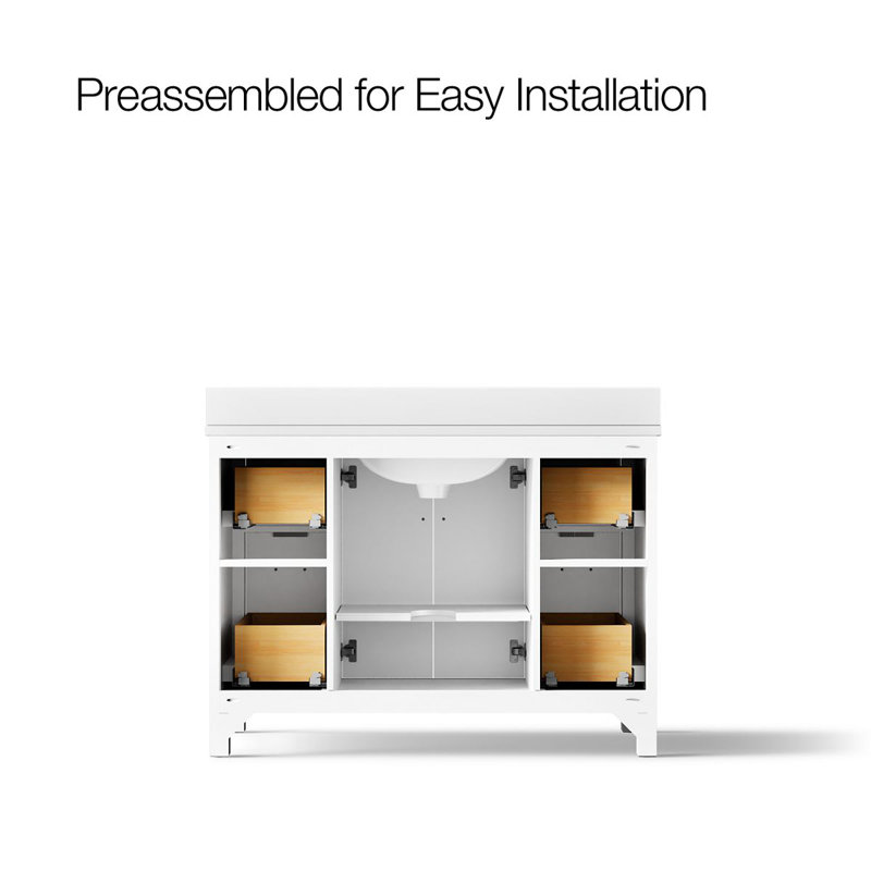 Kresla 48 In. Bathroom Vanity Cabinet With Sink And Quartz Top, White