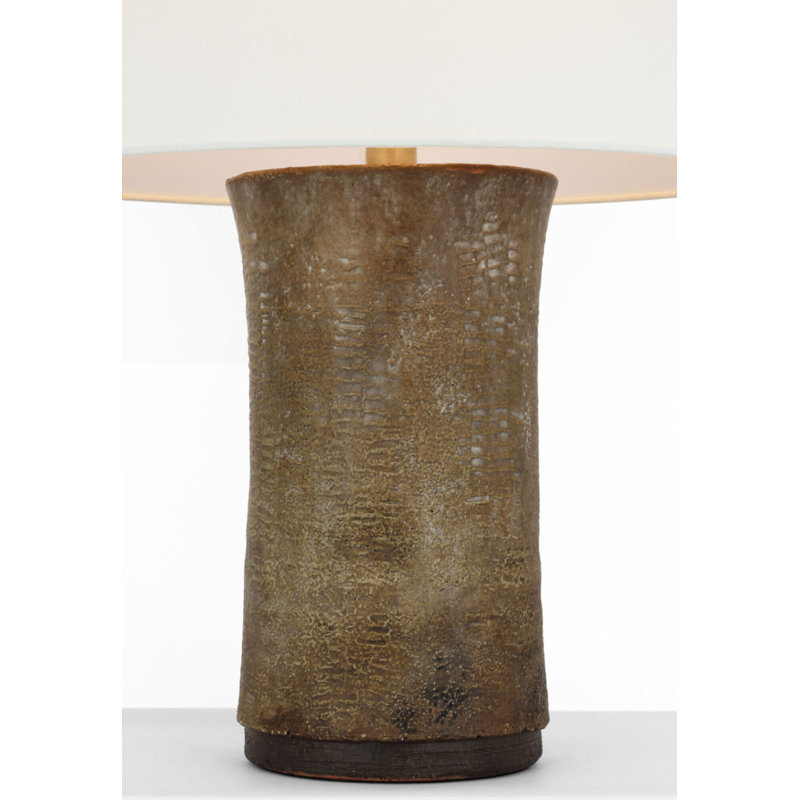 Damson 26" Table Lamp in Tobacco Stoneware with Linen Shade