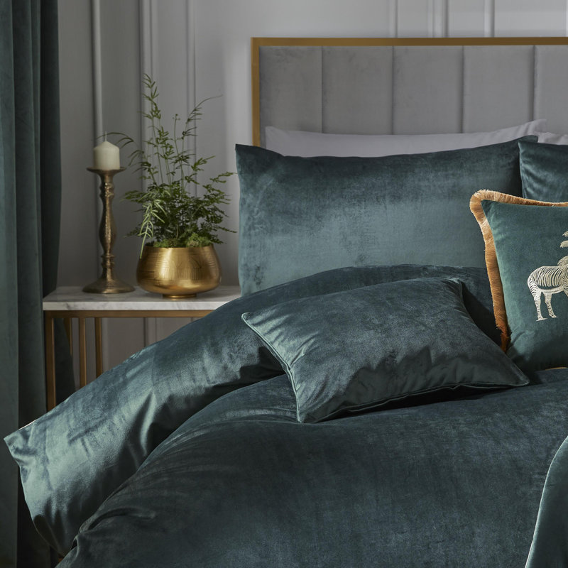 Montrose Duvet Cover Set, Double Duvet Cover + 1 Standard Pillowcase, Bottle Green