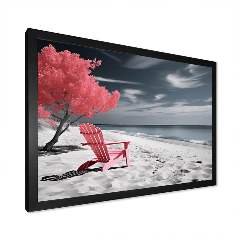 Coastal Retreat - Nautique et plage, impressions sur toile, H 16 po x l 32 po x P 1 po, Cadre simple noir