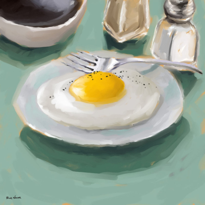 « fritte oeuf », reproduction d’art sur toile tendue, H 40 po x l 40 po x P 1,5 po