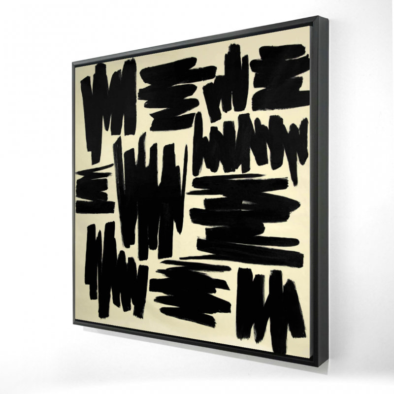 Art déco sur toile encadré noir, H 37,25 po x l 37,25 po