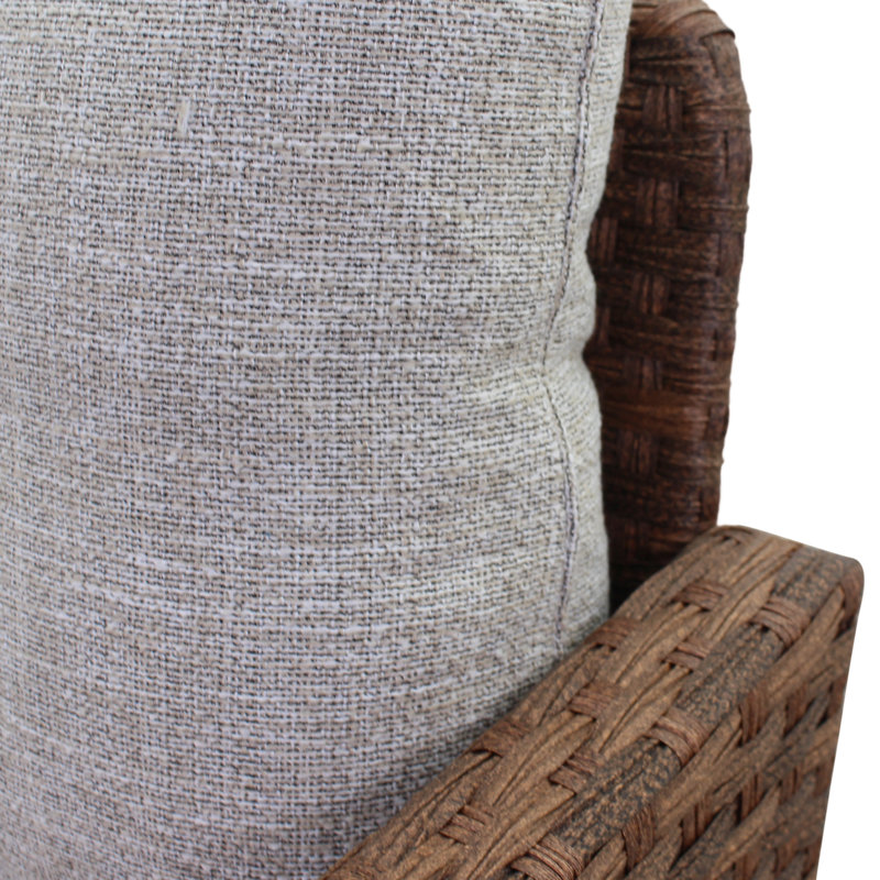 Weinmann 72.44'' Wide Patio Sofa with Cushions, Brown Frame/ Light Gray Cushion
