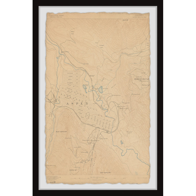 Carte d'Aspen, Colorado - Reproduction de photo encadrée sur papier, H 12 po x l 8 po x P 1,5 po