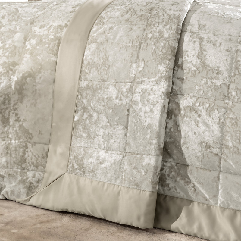 Crushed Velvet Bedspread, Natural