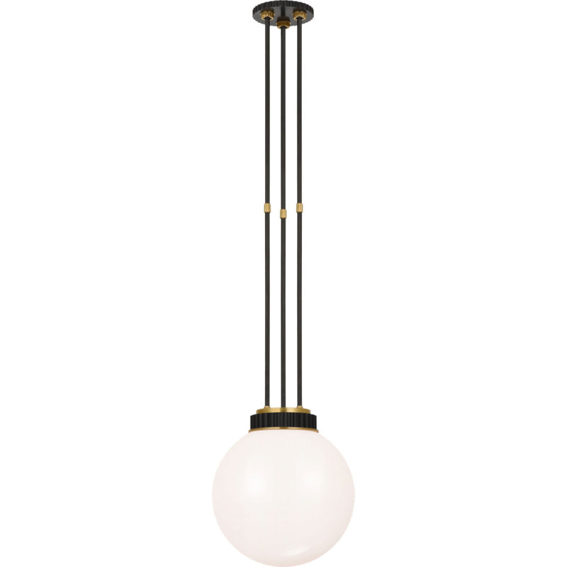 Cavill 12" Pendant with White Glass, Bronze/Natural Brass