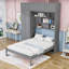 Grand lit escamotable en bois avec tablettes de rangement intégrées, tiroirs et armoires suspendues-1696628685