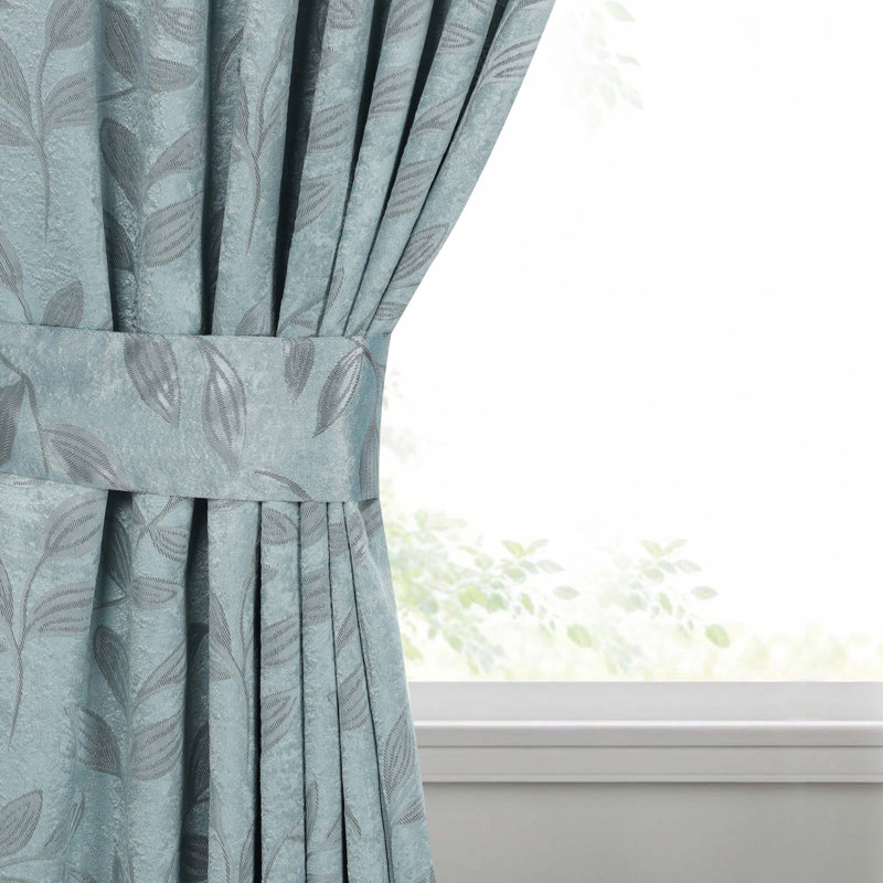 Finklea 100% Polyester Floral Room Darkening Grommet Curtain Panels, Lys vert, l 46 po x L 63 po