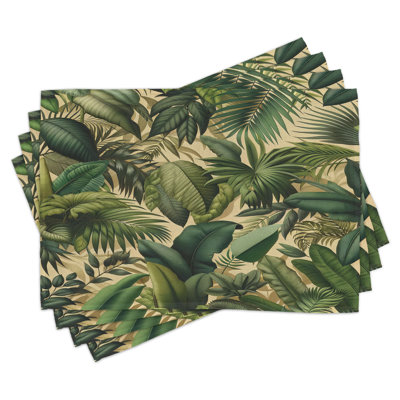 Polyester Khaki Teal Pastel Brown Rectangle Placemat