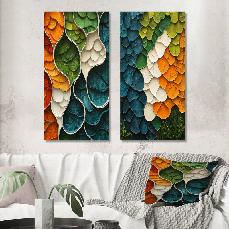 Biomorphism Earth Ephemeral Pathway I - Abstract, art mural 2 pièces, 28" H x 25" W, Wrapped Canvas