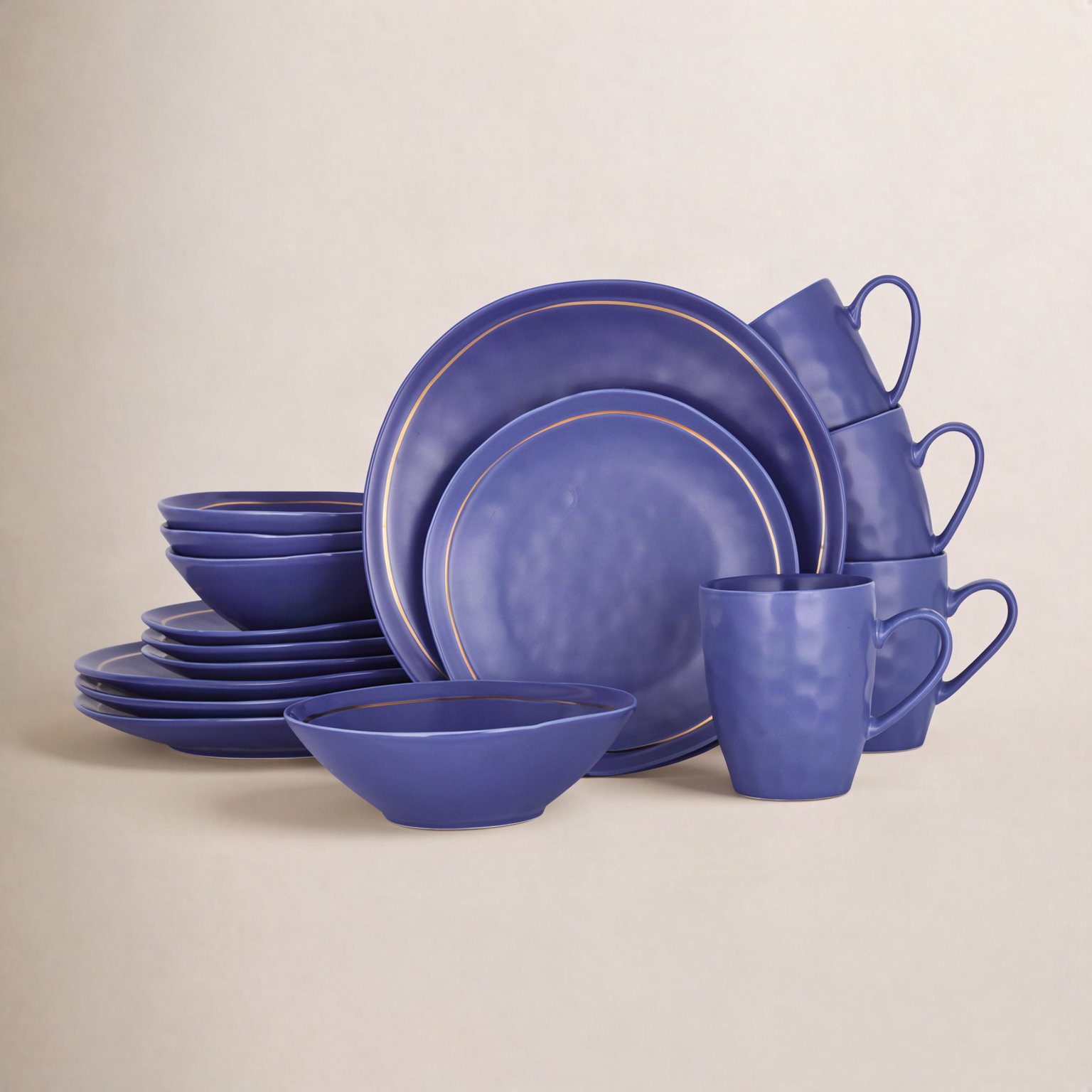 Ceramic Dinnerware Set - Service for 4, Blue