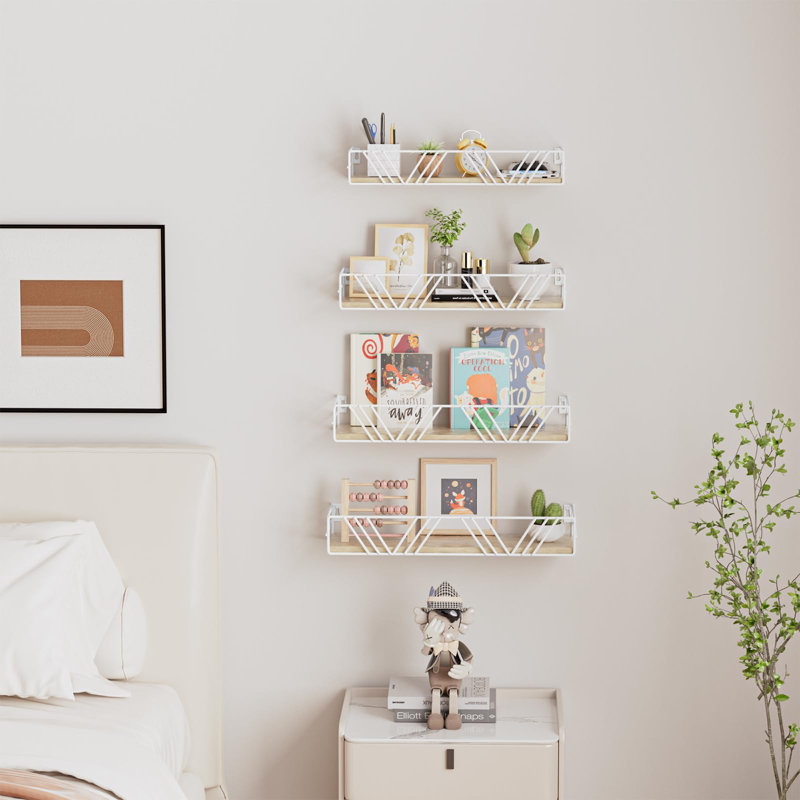 Tablettes flottantes pour ensemble mural de 4 tablettes flottantes en bois de différentes tailles, tablettes murales pour salon, chambre à coucher, salle de bain, cuisine, décor de ferme, bureau