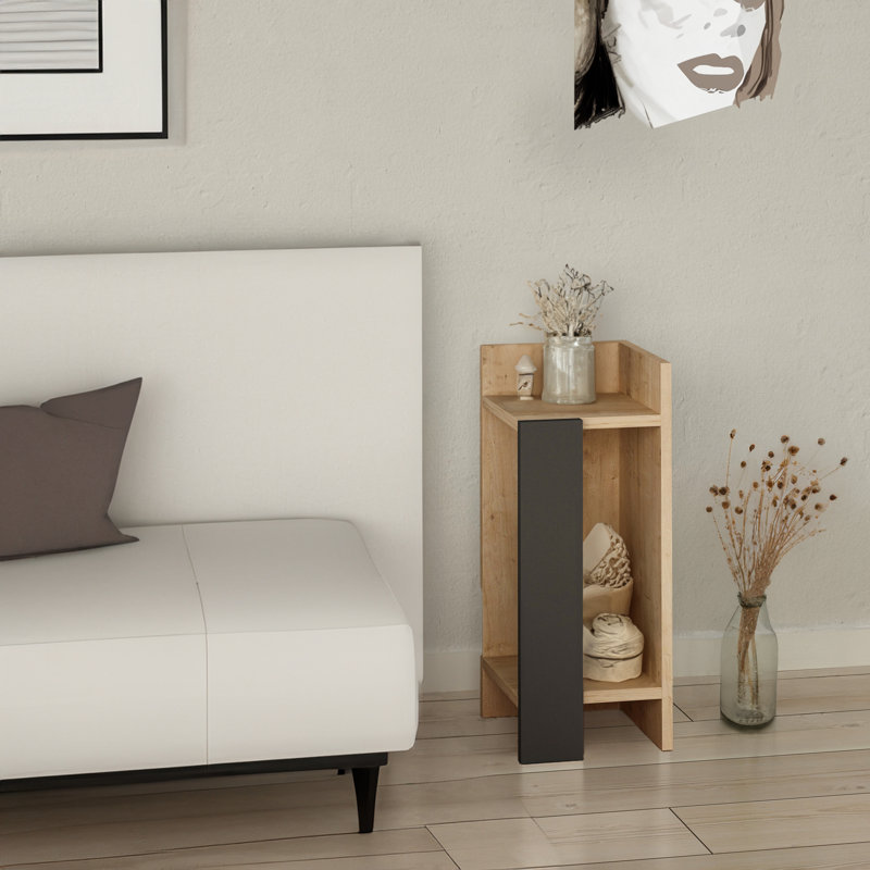 Table de chevet Kaline en gris, Beige/Black