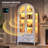 Freestanding Arch Display Cabinet with 3-Color Light Modes and Motion Sensor-1828923321