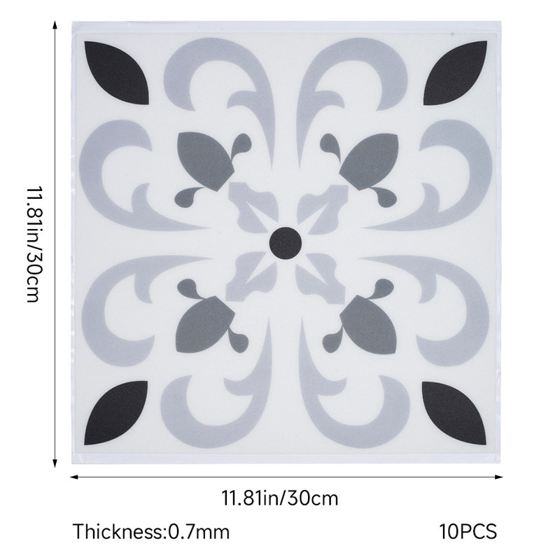 Carlucci 20x20 cm PVC Tile, White/Grey