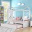 Lit plateforme simple blanc Clean, structure en bois massif avec lit gigogne simple pour chambre d'enfant