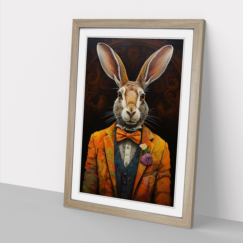 Hare Contemporary Framed Print, Oak Framed, 64cm H x 46cm W x 2cm D