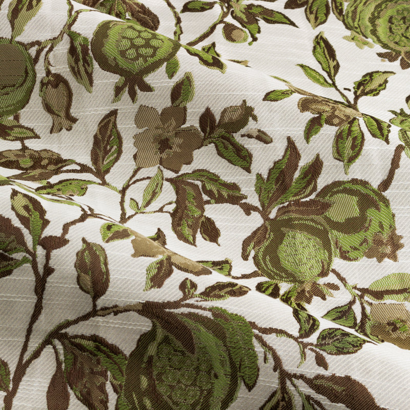 Pomegranate Room Darkening Curtain Pair, Green, Width 168 x Drop 183 cm