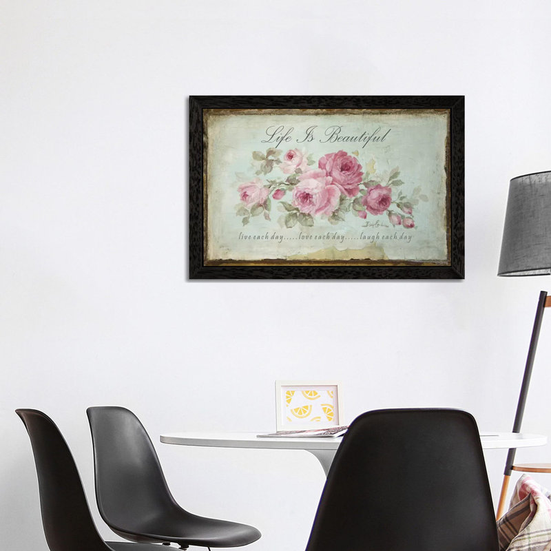 Life Is Beautiful; Live, Love, Laugh by Debi Coules - Painting on Canvas, 66.04 cm H x 45.72 cm W, Black Framed