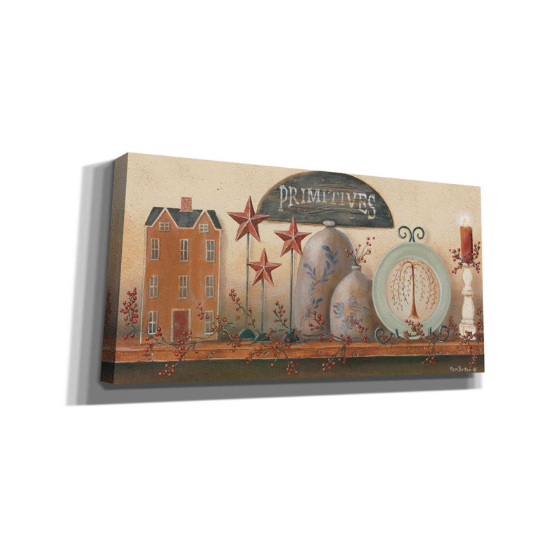 «Primitive Shelf I» par Pam Britton, reproduction d'art sur toile tendue, H 12 po x l 24 po x P 0,75 po