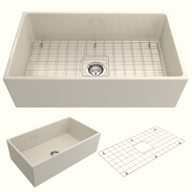 33'' L Farmhouse Kitchen Sink, Biscuit