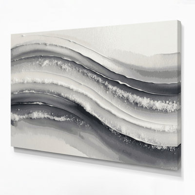 Horizontal Striped Fog White Canvas Wall Art