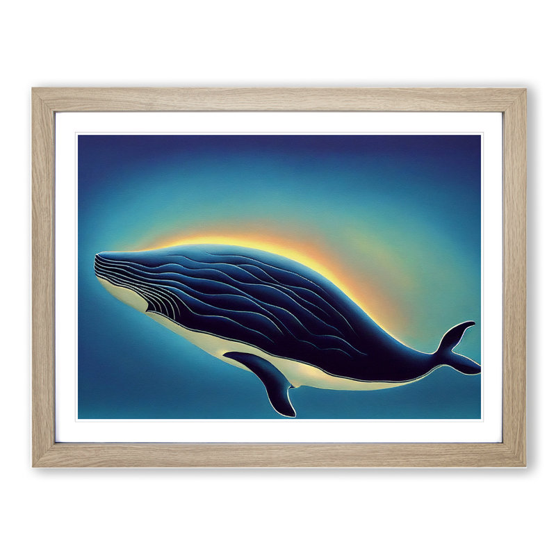 Whale Art Vol.2 - Framed Print, 34cm H x 46cm W x 2cm D, Oak Framed