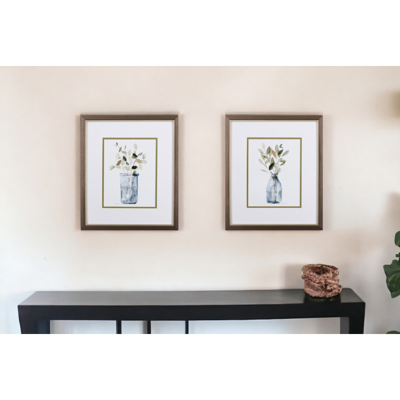 «Neutral Color Plants», ensemble de 2 peintures encadrées