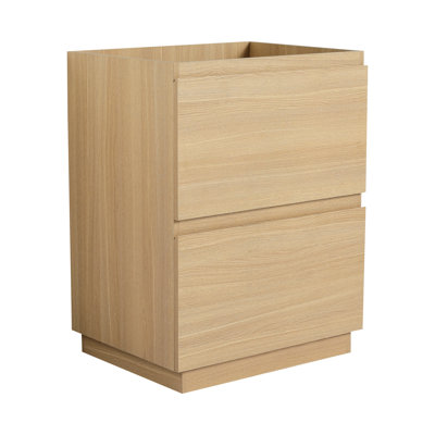 24" Freestanding Bathroom Vanity - Double Drawer Storage Engineered Wood Oak Finish With Enchanting Element