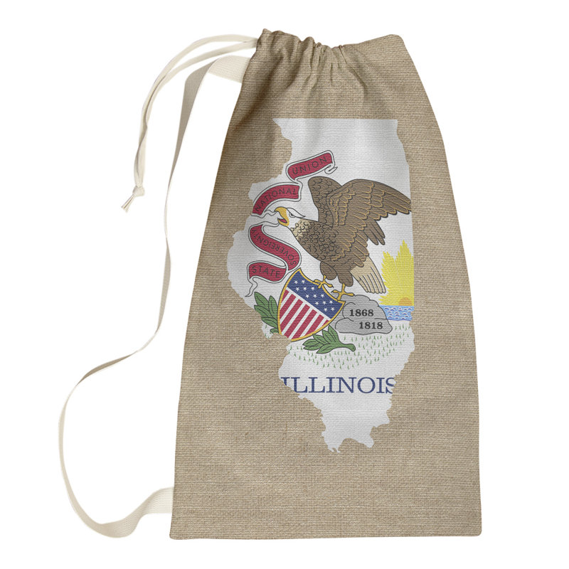 Sac à linge united states flag, Beige bleu blanc rouge, Grand H 76 po x l 29 po x P 1,5 po, Illinois