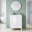 Meuble-lavabo autoportant 24 po en bois massif + panneau de fibres à densité moyenne avec lavabo intégré en céramique, armoire de bain blanche avec tablettes de rangement, porte à fermeture en douceur, 3 tiroirs et poignées-1866605627