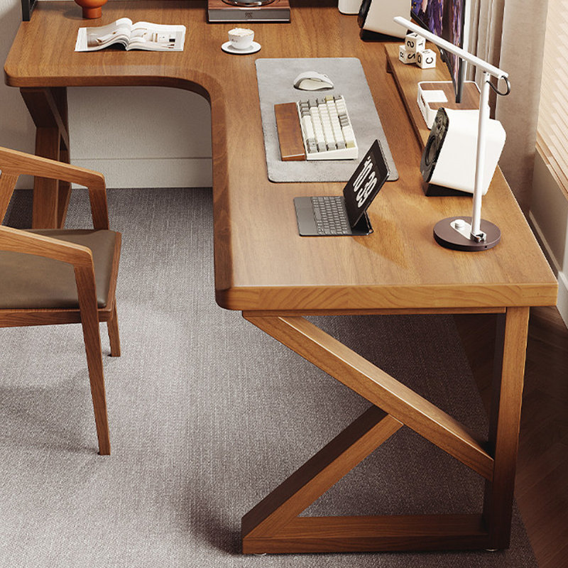 Walnut L-Shaped Solid Wood desk