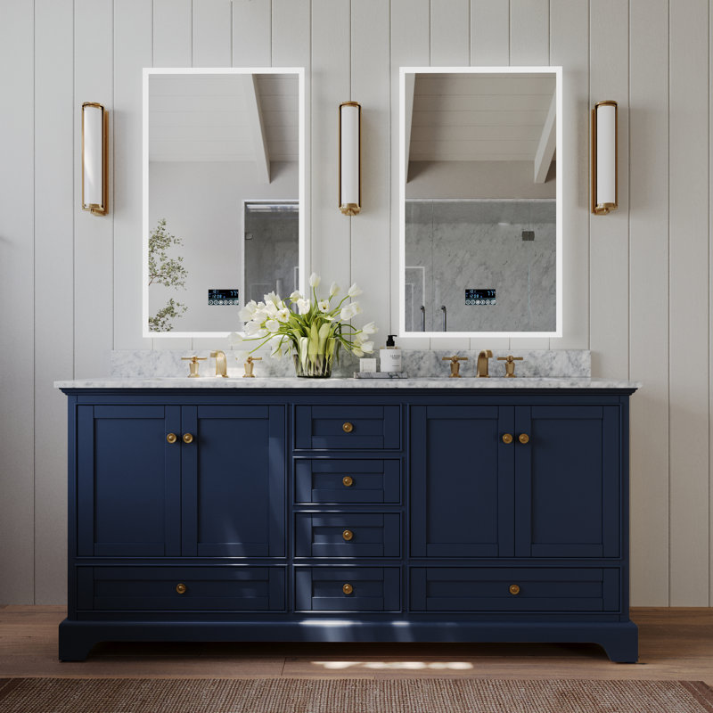 Audrey 72'' W Vanity, Heritage Blue | Brushed Gold