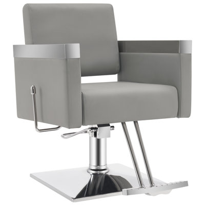 Nazario 25" W Faux Leather Hydraulic Barber Salon Chair with Metal Frame