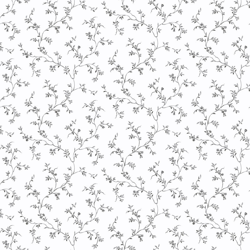 Pretty Prints Allisons Floral Trail Wallpaper Roll, Black