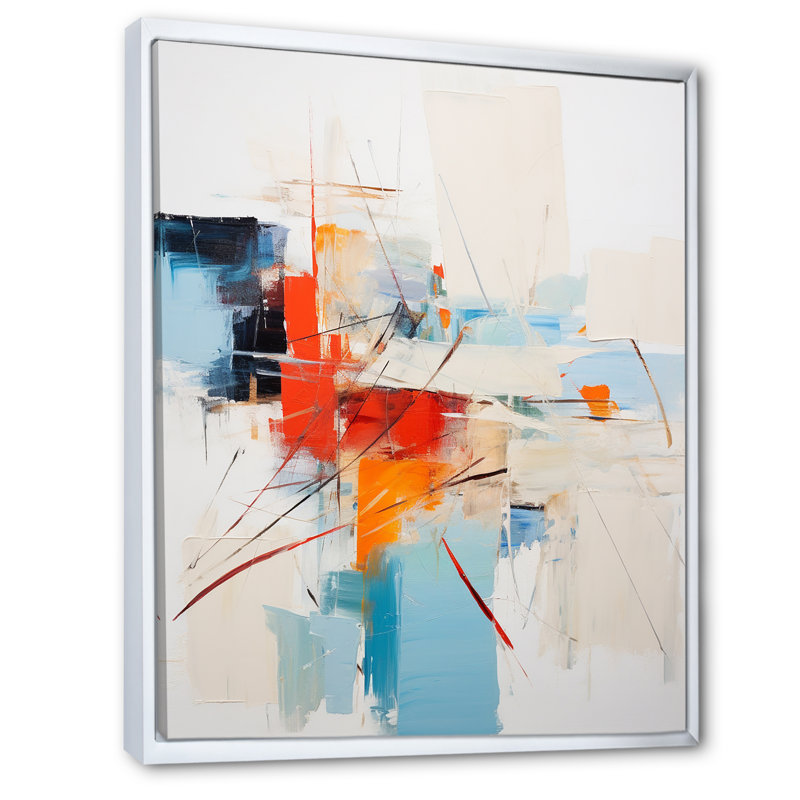 «Ephemeral Silence Minimal Abstract», reproduction d'art sur toile, H 44 po x l 34 po x P 1,5 po, Cadre flottant blanc