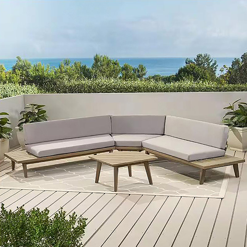 Ensemble de canapé en forme de V 4 pièces HILLCREST - Gris