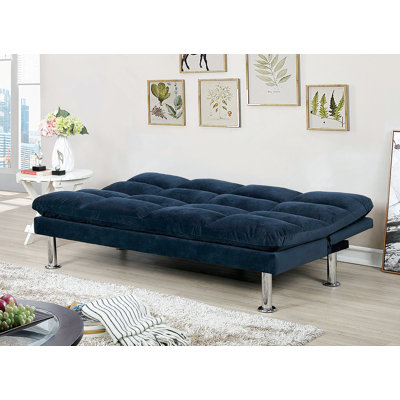 Lit futon contemporain en microfibre avec pieds de soutien supplémentaires, convertible en lit, idéal pour les chambres d'enfants et les petits espaces