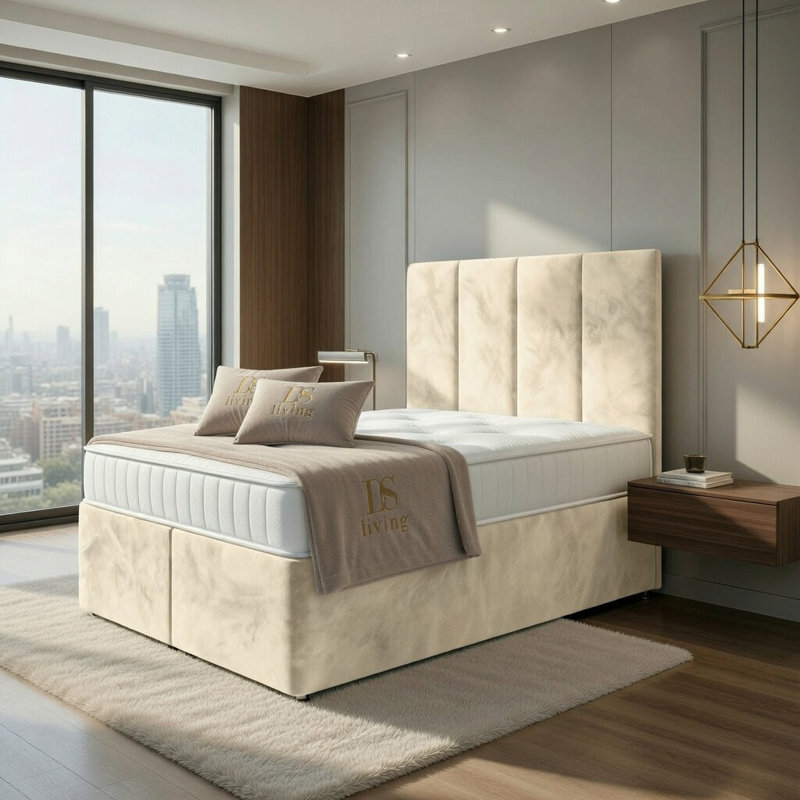 Harmony Ottoman Storage Bed, Cream, Double