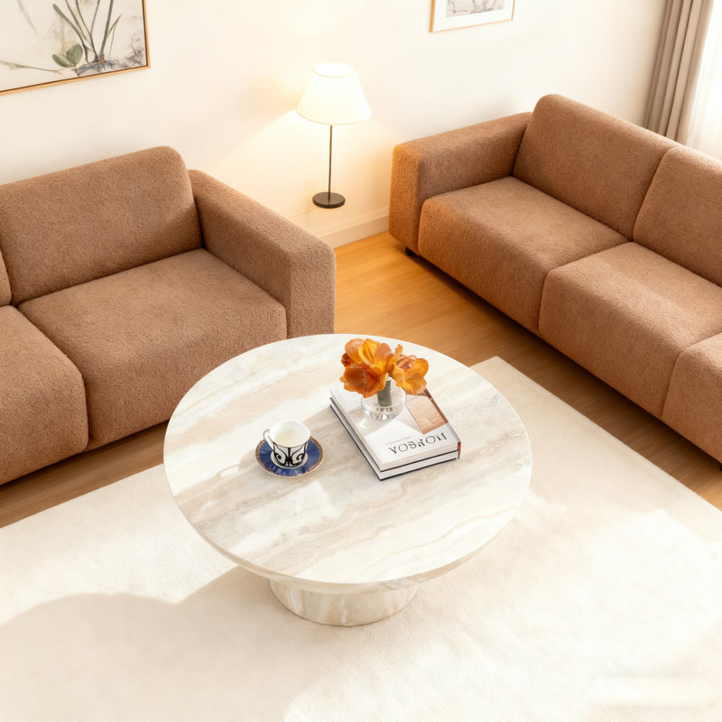 Table basse ronde, Beige
