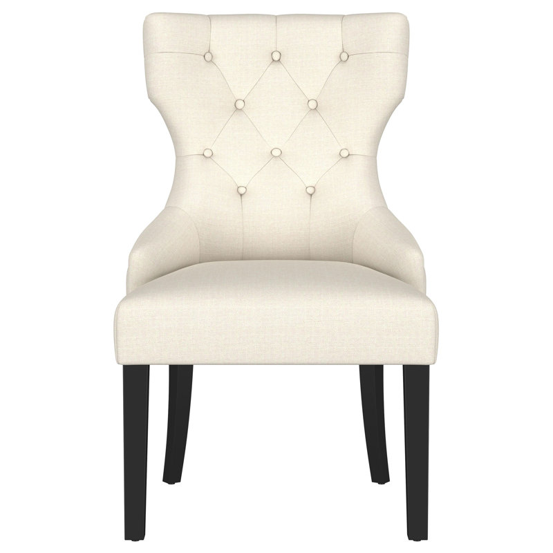 Chaise de salle à manger Crisha, recouverte de tissu, couleur crème et noire, Polyester beige, Noir