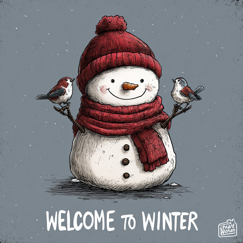 Hiver bonhomme de neige sur toile de voeux, H 30 po x l 30 po